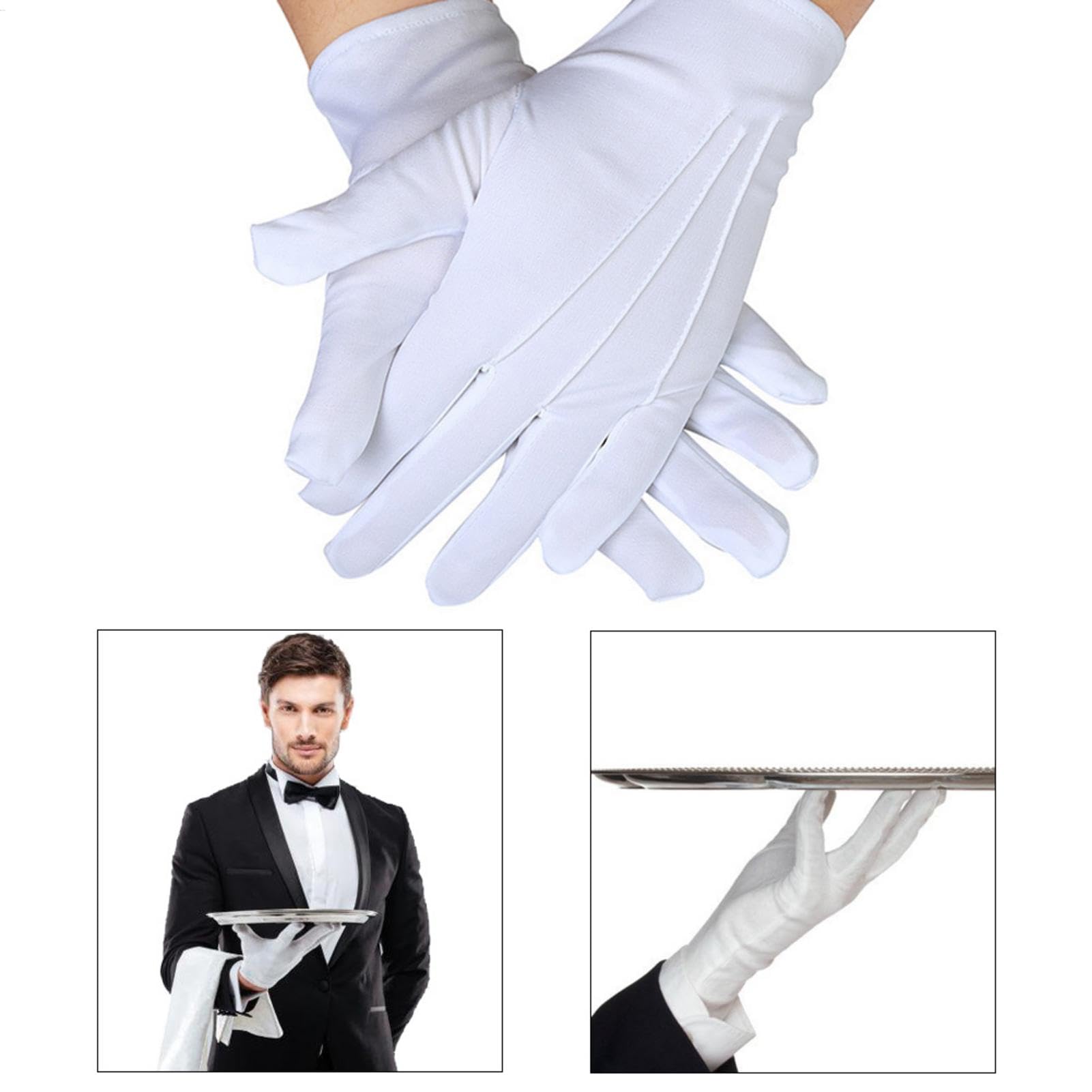 Gants blancs de cérémonie | Gants unisexes en polyester respirant | Accessoires de costume pour mariages, funérailles, cérémonies | Gants blancs pour officiers du Père Noël, magiciens