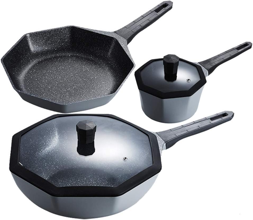 4 Piece Pot Set Household Non Stick Pot Induction Cooker Wok Suit Kitchen Pots and Pans Cookware Set