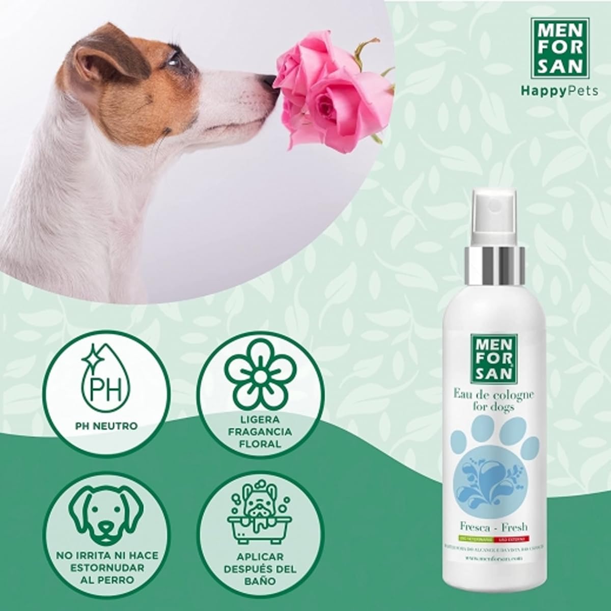 Agua de Colonia para Perros Fresh MENFORSAN - 125 ml – Colonia perro - Sin Irritantes - Cuidado de la Piel