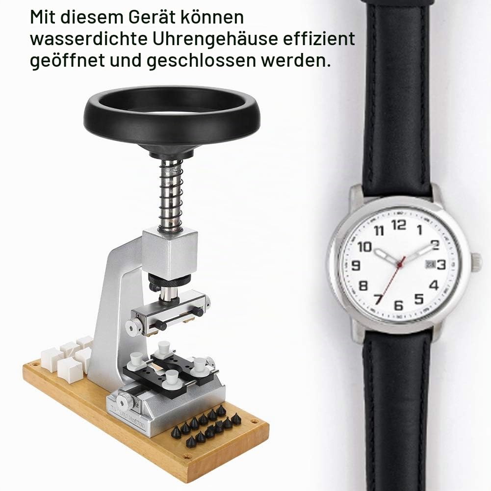 Uhrenöffner zum Batteriewechsel, 5700 Bench Case Opener Uhrengehäuseöffner mit 6 Stempeln Armbanduhrwerkzeug Rückenöffner Uhrenwerkzeug Gehäuseöffner für Tudor Uhren Uhrmacher