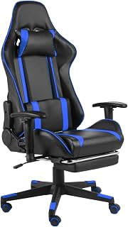 ZEYUAN Silla Gaming giratoria con reposapiés, Silla Escritorio, Silla Gamer, Silla Oficina, Silla Ordenador, Silla Estudio, Silla Despacho, PVC Azul