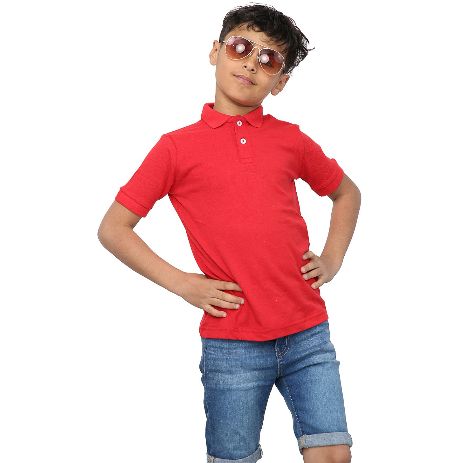 Generation-Gap Boys Red Girls Plain Polo Shirts Kids Summer Short Sleeve School T-Shirts Top (, 13 Years, 13_Years)