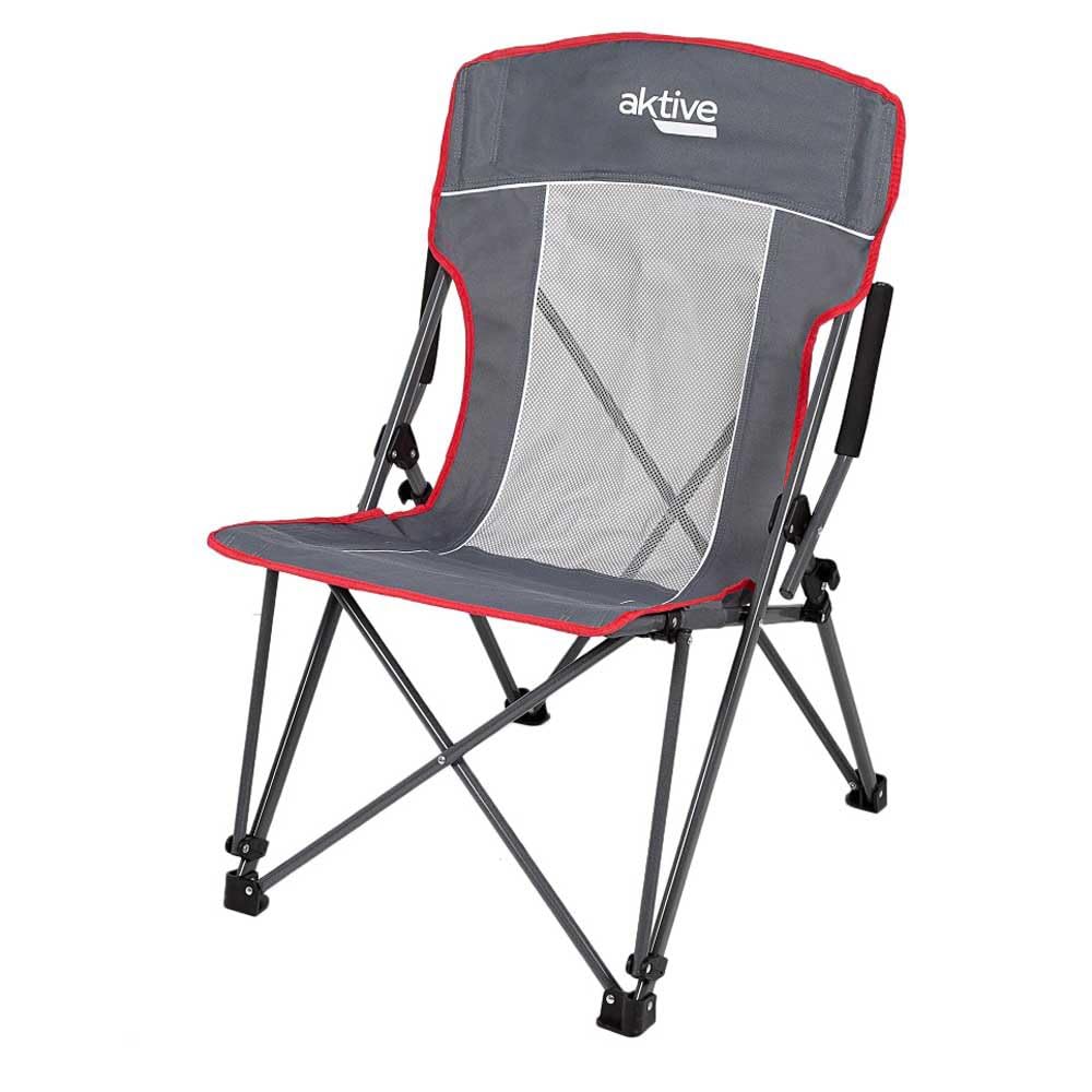 Aktive 63029 - Silla plegable de camping plegable Antivuelco con reposabrazos, Medidas 59x68x97cm., Estable y portátil, con rejilla, Accesorios de camping, sillas plegables