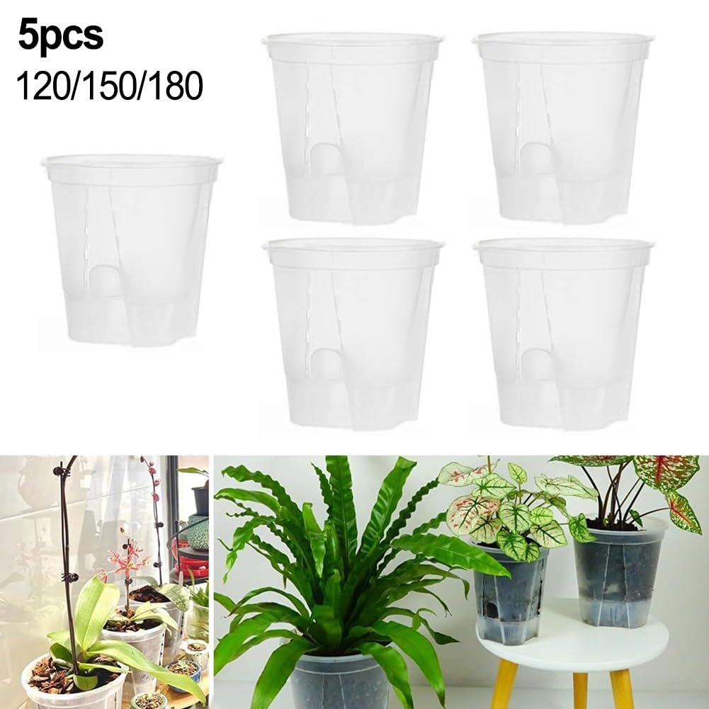 Samonawadniająca się plastikowa doniczka do orchidei z otworami odpływowymi i spodkiem, idealna do roślin domowych, storczyków, roślin domowych, przedszkola i ogrodu, ekologiczna konstrukcja