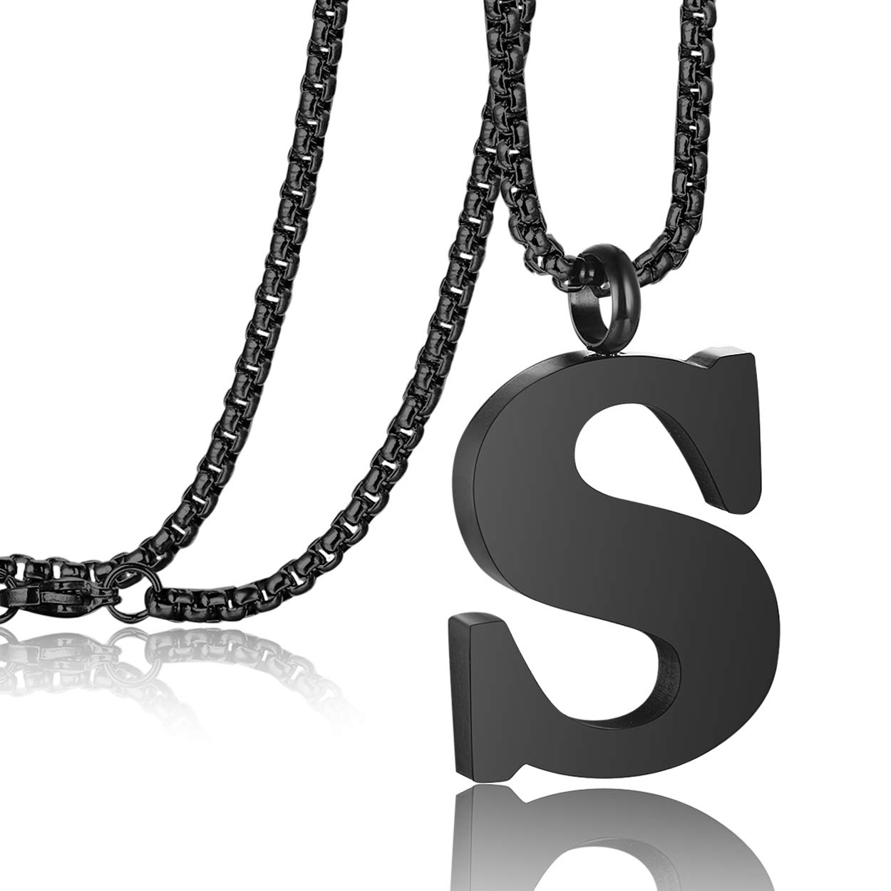 Initial 26 Large Letter A to Z Pendant Necklaces for Teens Women Men Big Alphabet Personalized Charm Necklace 24 Inch Chains 'I CAN DO All Things' on Back