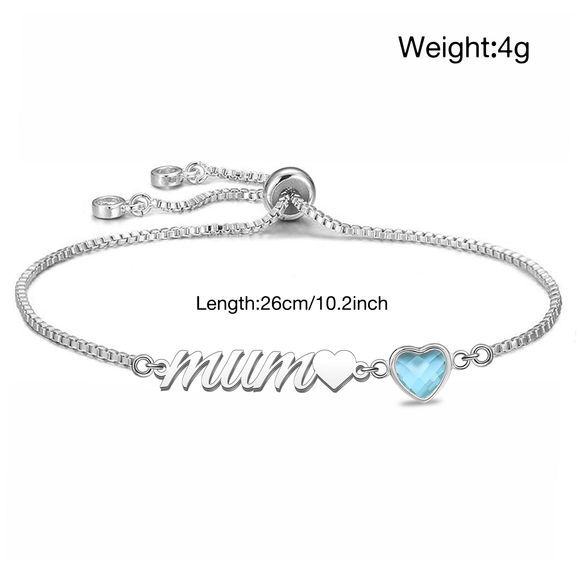 Silver Bracelet for Women.Adjustable Sliding Jewellery Gift for Mum Auntie Daughter Sisters Wife — view 2