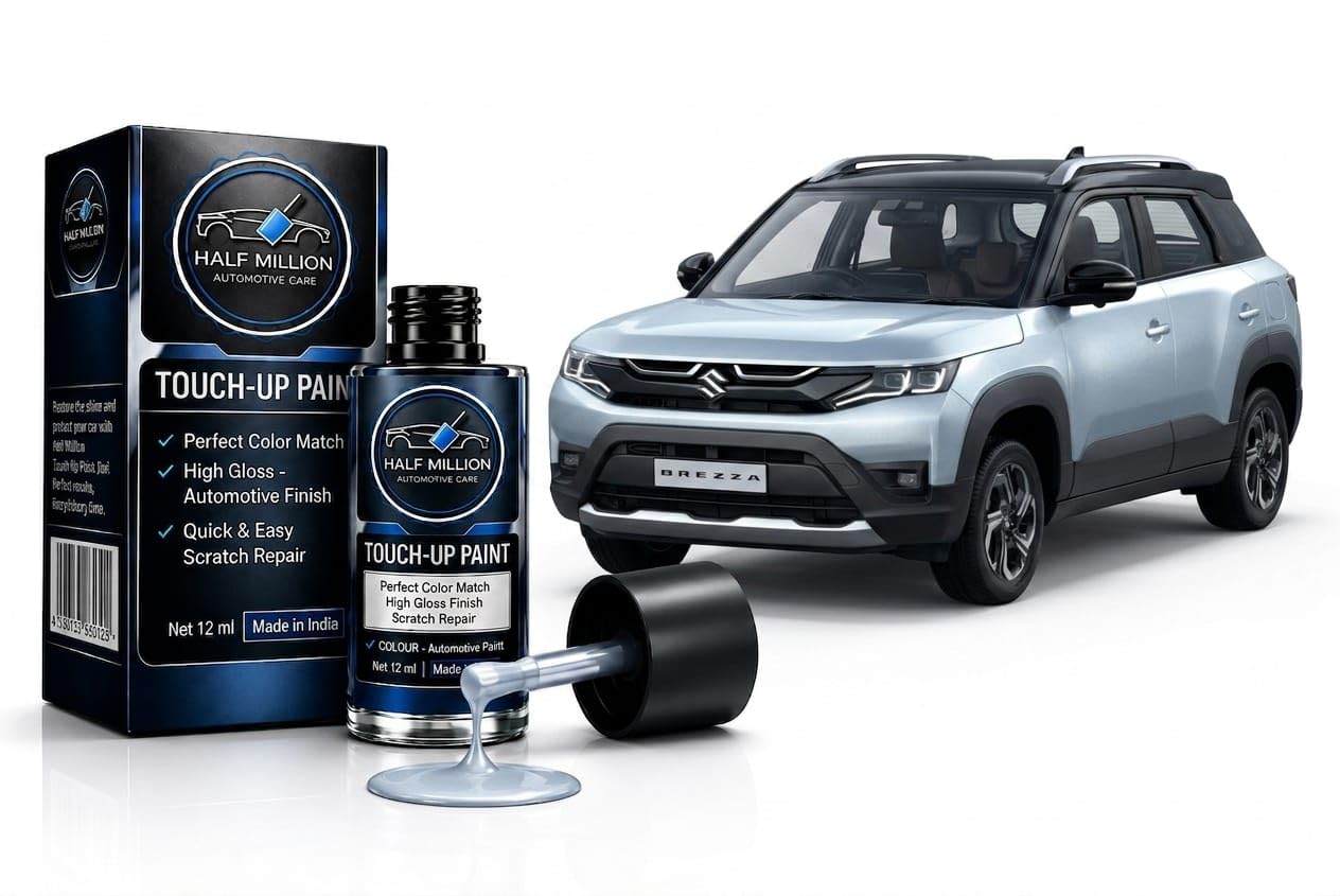 HALF MILLION® Maruti Suzuki Brezza Splendid Silver [WBE] Car Scratch Remover Touch Up Paint Pen for | Automotive Paint Repair for Minor Scratches & Chips | Quick Dry, Easy Application [Splendid Silver [WBE]]-image-9