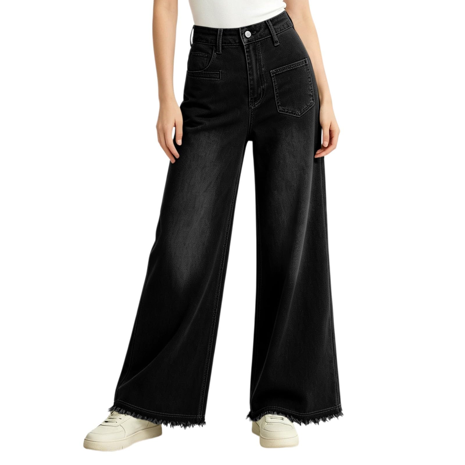 Jeans Baggy Donna Jeans Elasticizzati Casual Leggeri Pantaloni Denim Vita Alta Gamba Larga Curvy Palazzo Pantaloni Baggy Larghi Wide Leg Tempo Libero Streetwear con Tasche Comodi Push Up