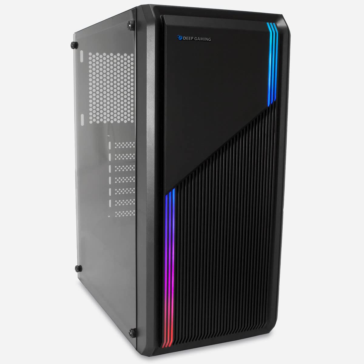 DeepGaming A230 - Caja PC ATX y micro ATX con USB3.0, Panel Lateral de Cristal Templado, Soporta hasta 6 Ventiladores, Gráficas hasta 275mm, RGB. Caja PC Gaming Color Negro
