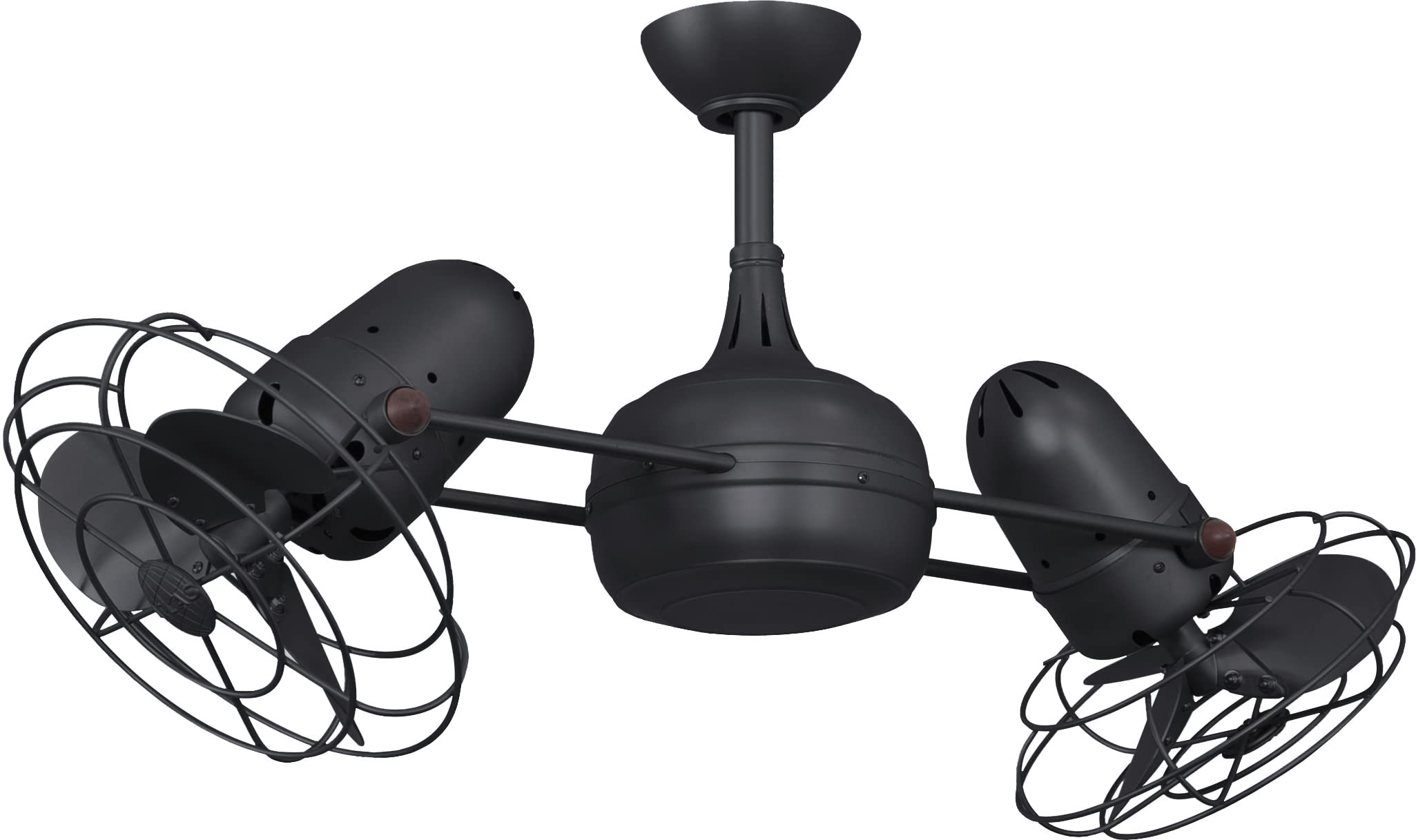 Matthews DG-BK-MTL Dagny Indoor/Outdoor Damp Rated 39" Double-headed 360° Rotational Fan with Remote Control, Metal Fan with Cage, Matte Black