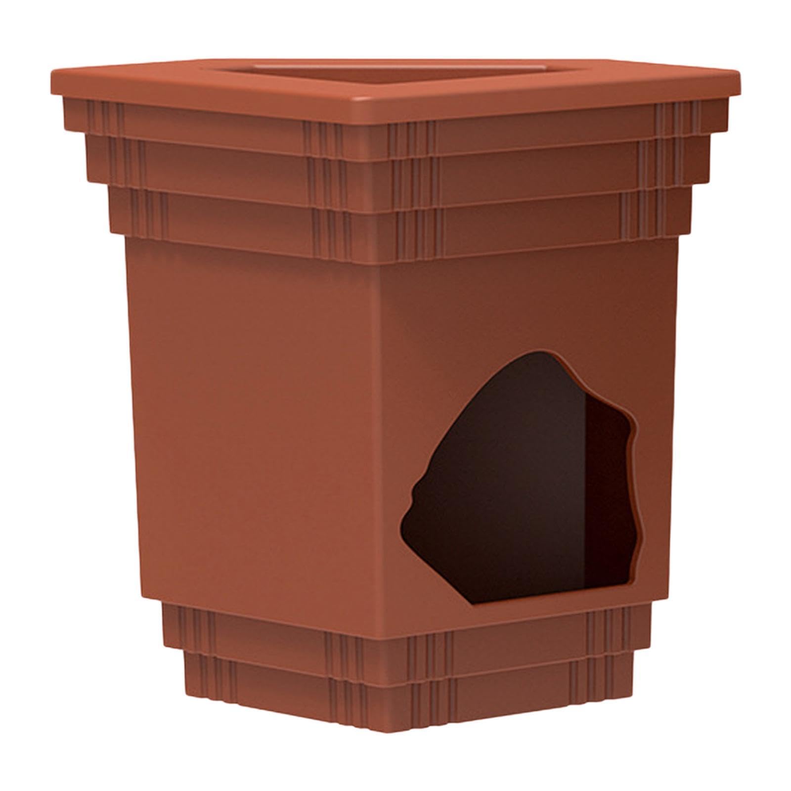 Reptile Hideout Shelter Hanging Building Ornament Humidifying Cave Terrarium Habitat for Leopard Gecko Turtle Aquarium Decor, Brown