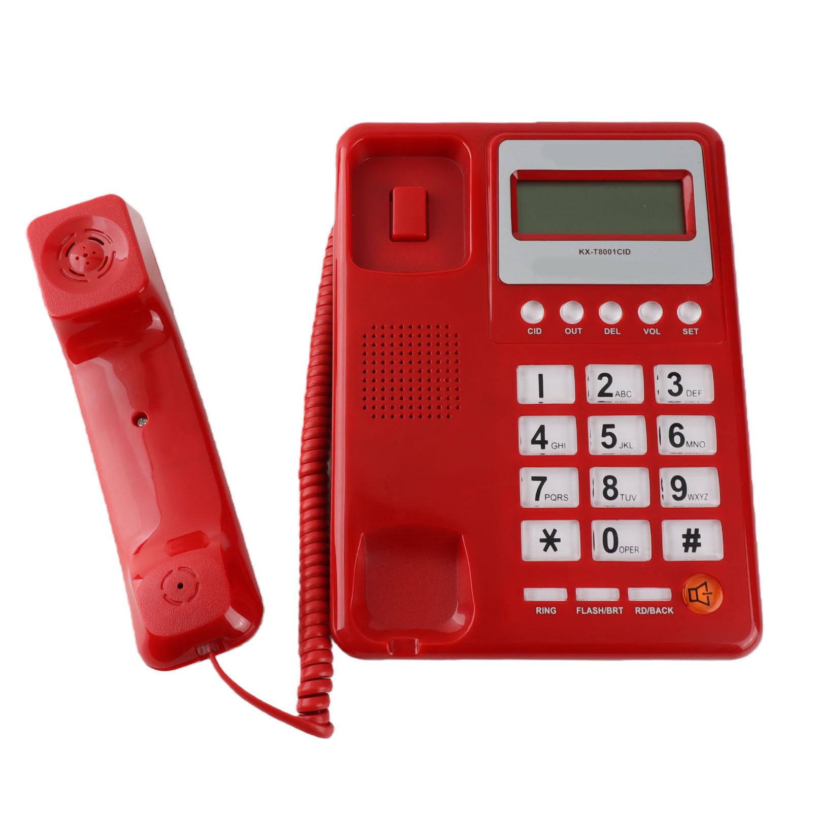 Telefoni con Filo Linea Fissa con Display ID Chiamante, Telefono Fisso con Vivavoce per Hotel Casa Ufficio Casa, Telefono da Tavolo Rosso retrò per Anziani, Segreteria Telefonica Digitale
