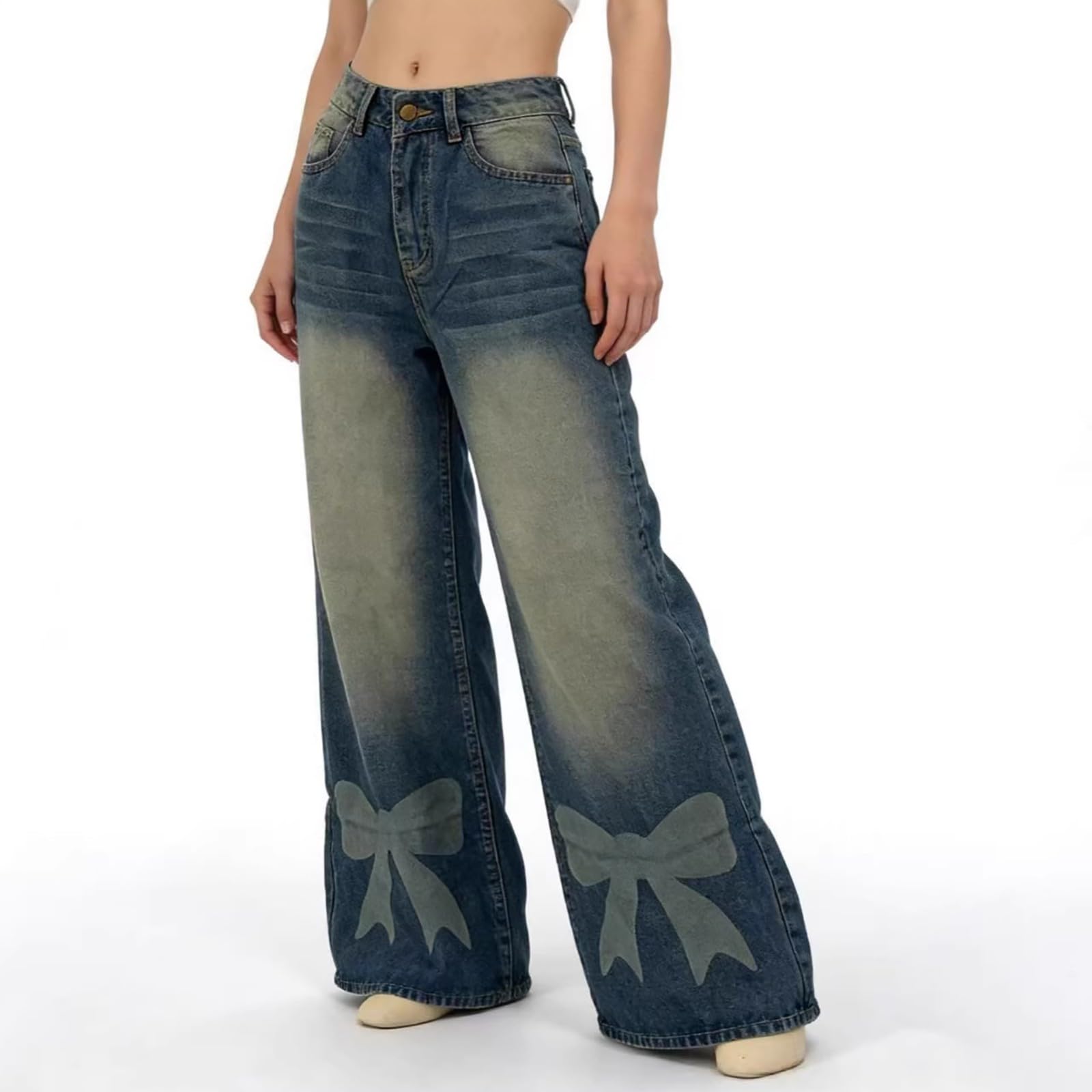 Jeans Donna Leggeri Elasticizzati Jeans Vita Alta Gamba Larga Larghi Pantaloni Denim Baggy Casual Leggeri Moda Pantaloni Elasticizzati Curvy con Tasche Palazzo Streetwear Eleganti Comodi Hiphop