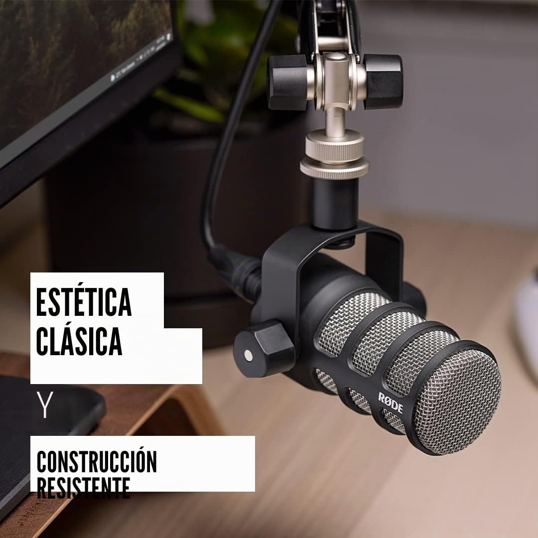 RØDE PodMic Micrófono dinámico de Calidad de transmisión PodMic con Montura giratoria integrada & Stagg Cable de micrófono a Mezclador Stagg SMC6 XLR (m) -XLR (f) de 6 Metros de Largo, Negro
