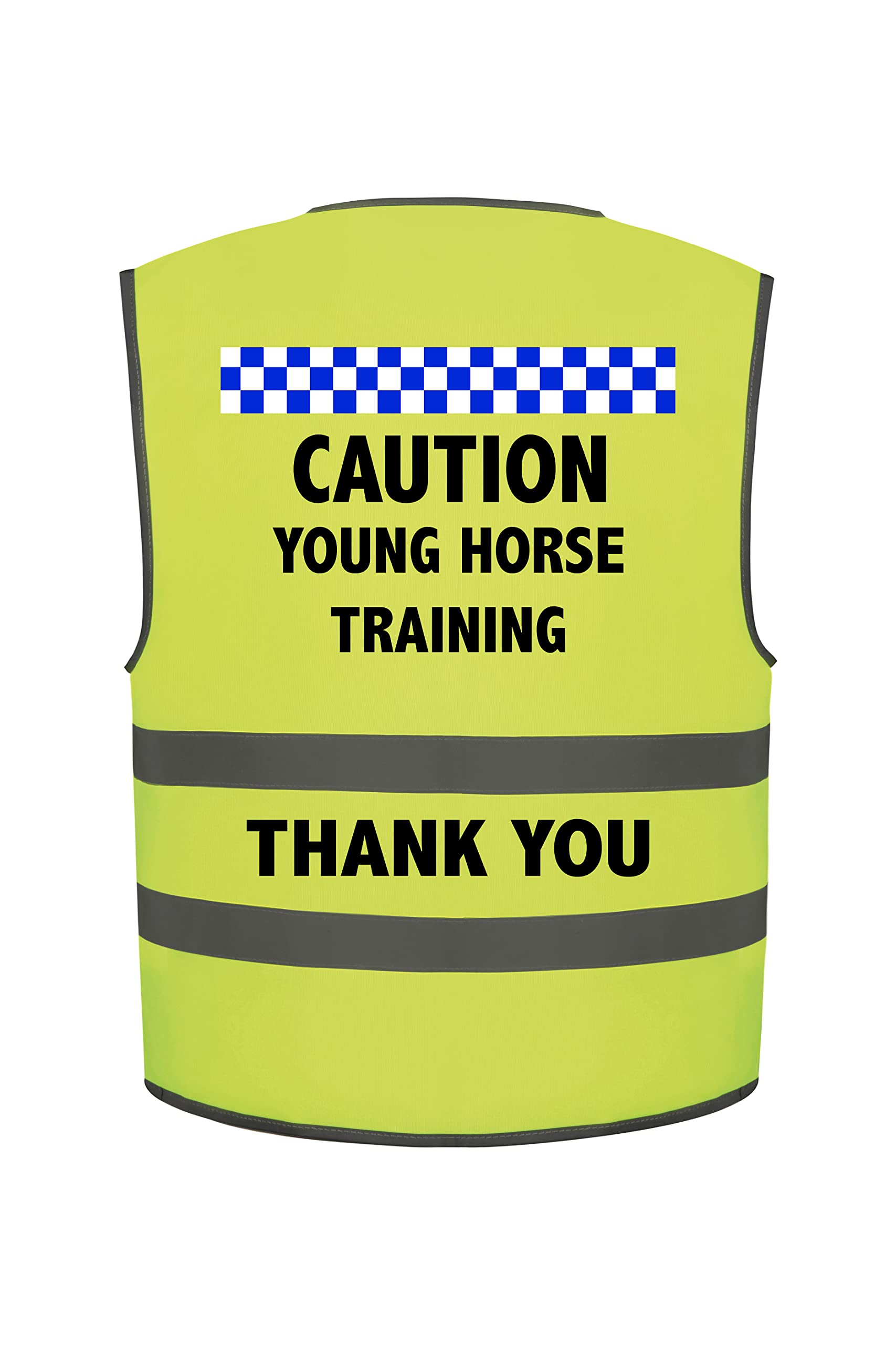 PSave Horse Riding Hi Vis Safety Vest Visibility Waistcoat Caution Young Horse Training (Adult 2XL - 52/54", Yellow)
