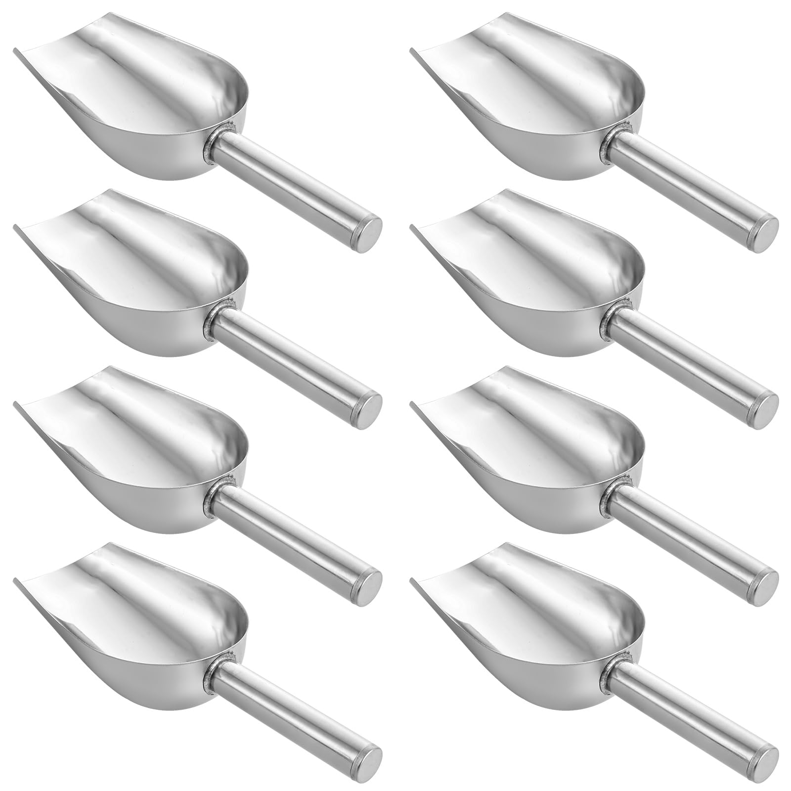 ASelected 8 PCS Ice Scoop, 8oz Stainless Steel Food Sweet Flour Scoop,Stainless Steel Shovel,Metal Scoop Food Scoop Sweet Shovel,Metal Pet Food Scoop for Kitchen Bar Party Wedding Buffet