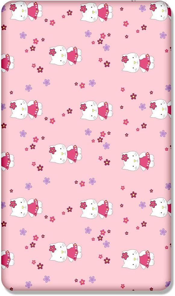 100% Cotton Fitted Sheet with Printed Design for Baby Junior Bed 160x80CM (Hello Kitty)