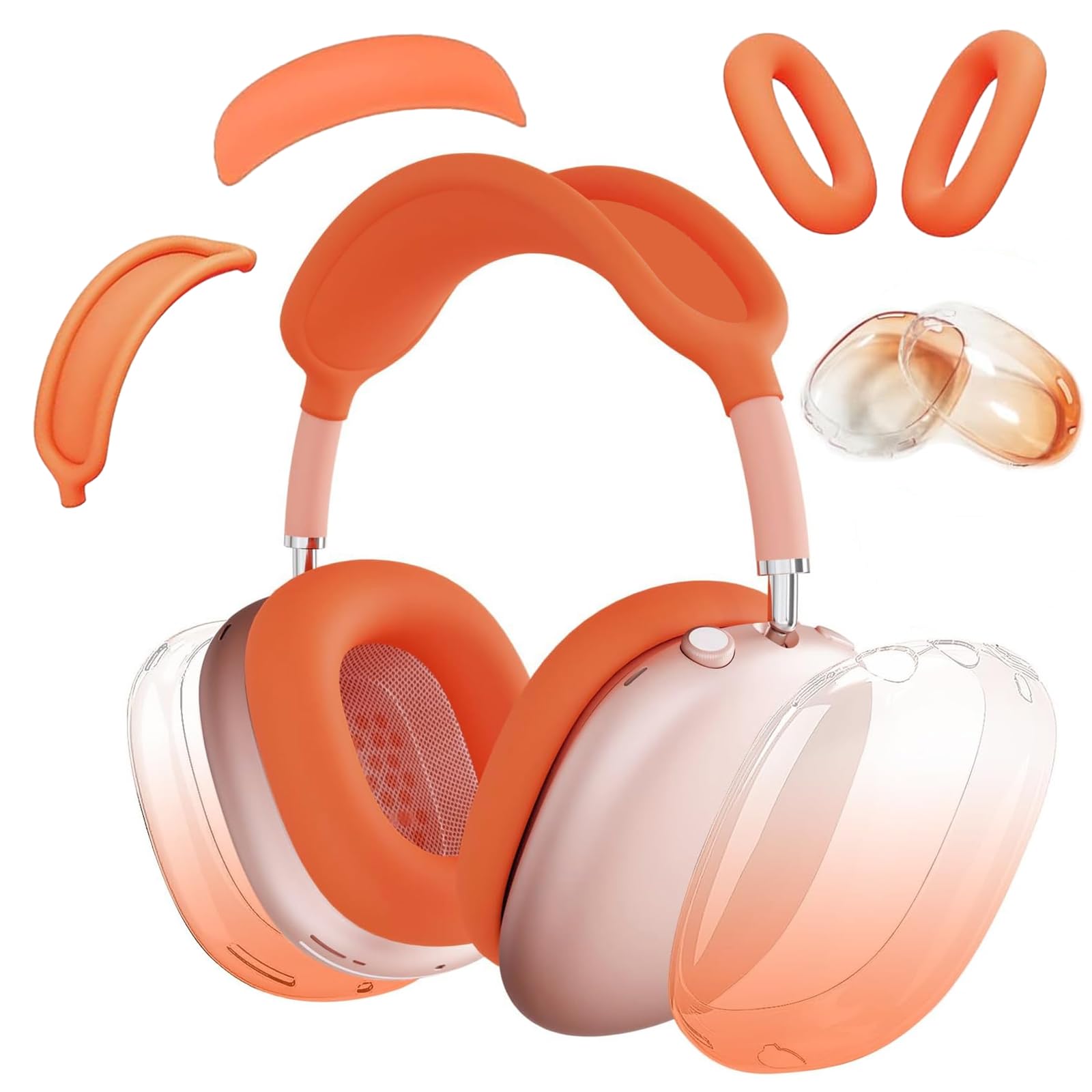 Silicone Case Cover for AirPods Max Headphones,Clear Soft TPU Ear Cups Cover/Ear Pad Case Cover/Headband Cover Transparent Accessories for Apple