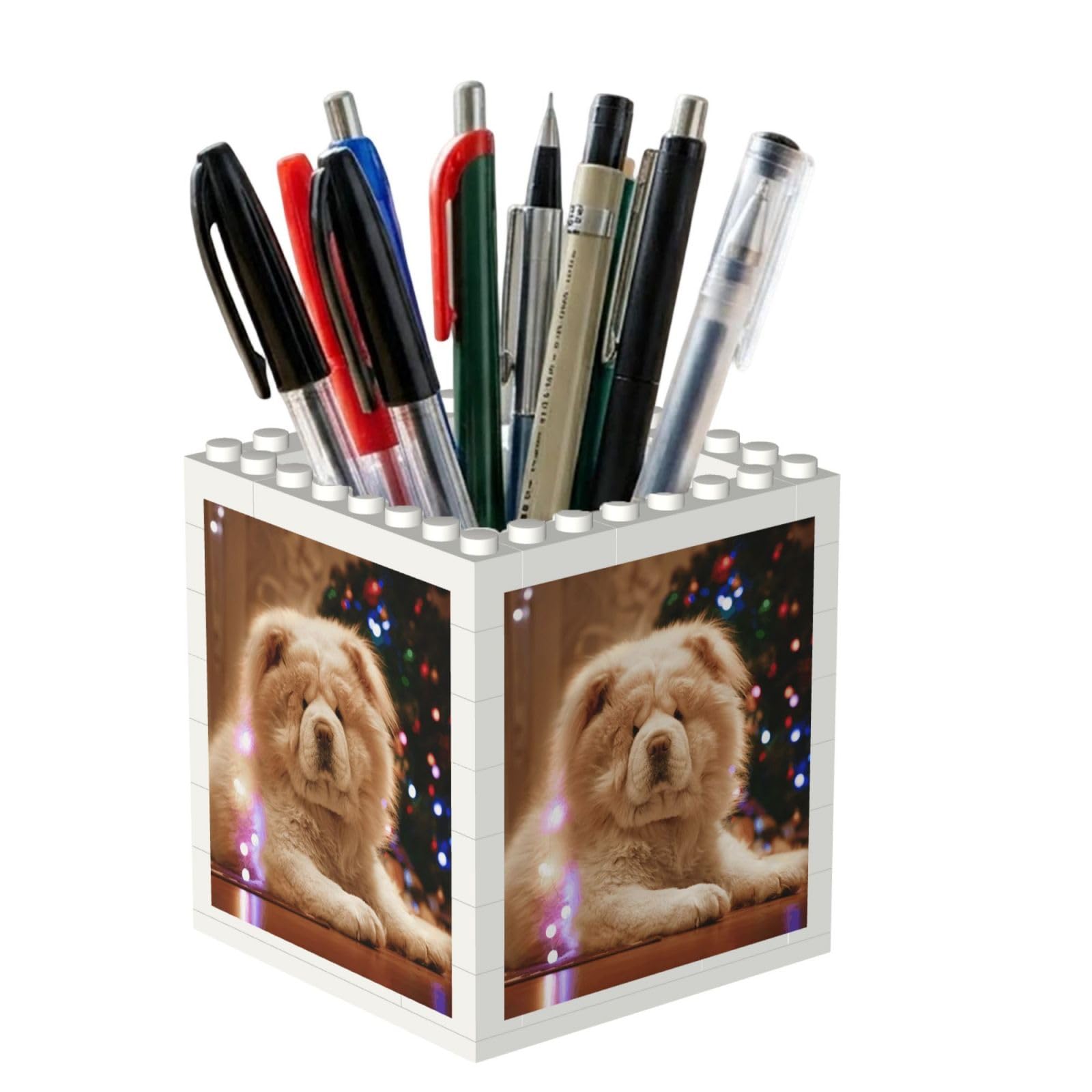 Poadnly Chow Chow White Fluffy Dogs Pets Dogs Christmas, Pen Pot Pencil Holder for Office Home School, Compact Desk Organiser for Office Stationery