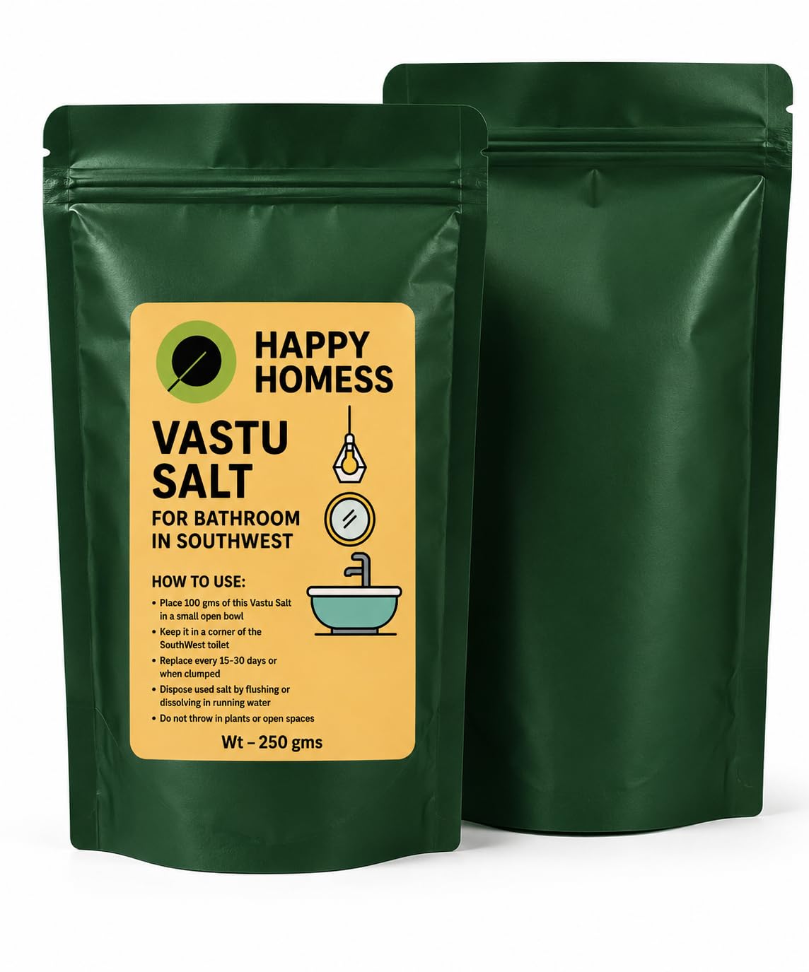 VASTU SALT- Southwest Washroom, Each 250gm- pack of 2, infused with direction specific aroma HAPPY HOMESS.-picture-48