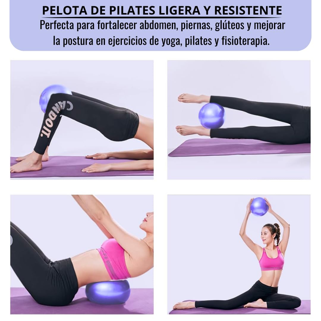 Set de 5 Bandas Elásticas Fitness,Pelota Pequeña de Pilates,Aro de Pilates,Kit de Pilates para Ejercicio en Casa,Cintas Elásticas musculación,Bandas de Resistencia con QR Clases Gratuitos