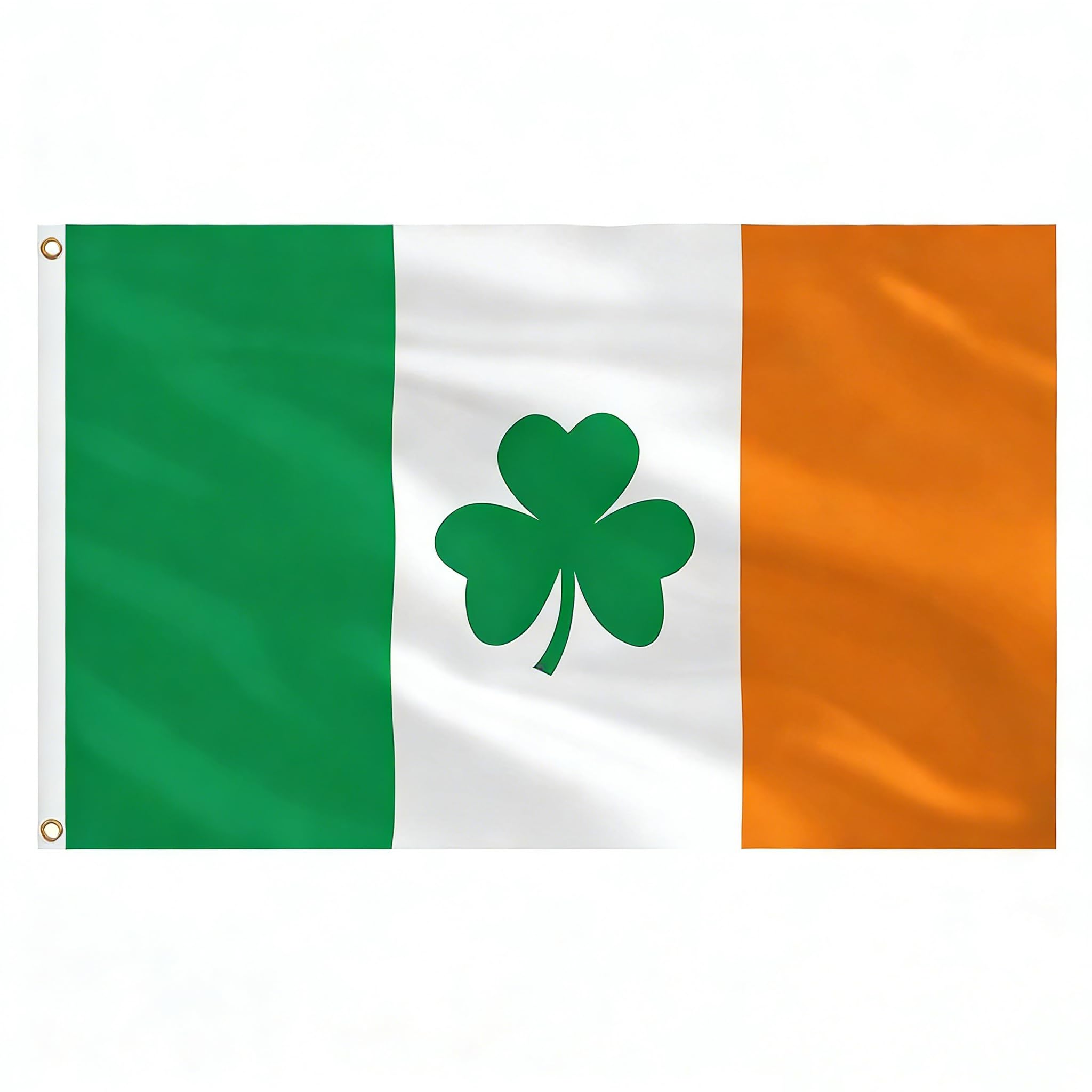 AhfuLife Irish Shamrock Flags 5ft x 3ft for St. Patrick's Day Party Decorations, 1pcs Large Ireland Clover Flags - Double Side with Brass Eyelets for Saint Patrick's Day Garden Street Home Decorations — image 1