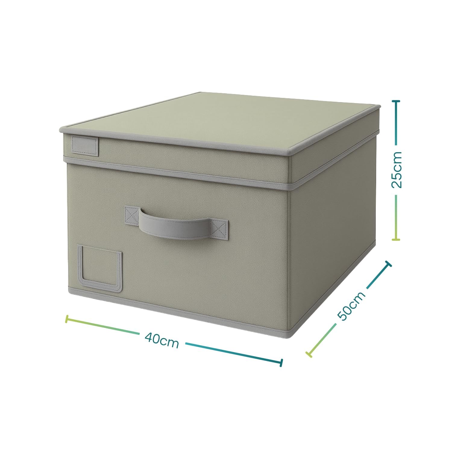VIRSUS Set 3 Scatole Maxi Portaoggetti Pieghevole in tessuto con coperchio 6901, misura 50x40x25 cm, contenitore salvaspazio con maniglia e Portaetichetta, organizer per Armadio (Grigio)