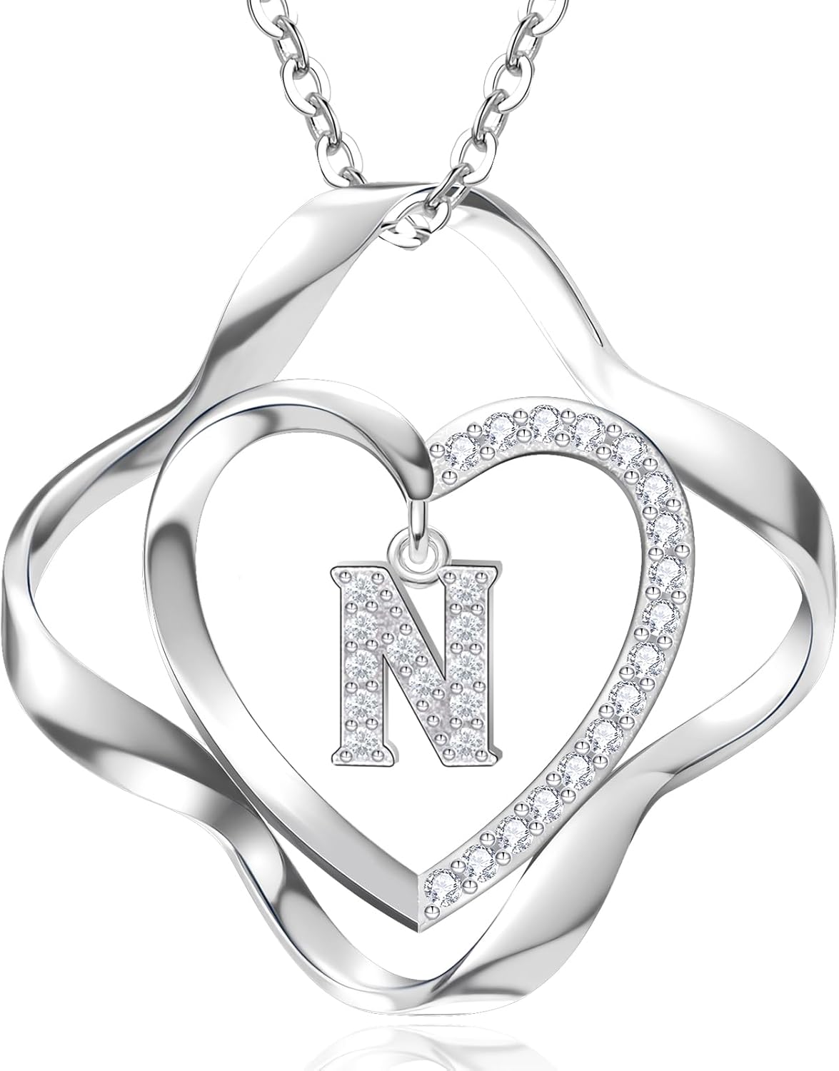 RIVIKO Valentines Day Gifts for Her-Love Knot Initial Necklace,925 Sterling Silver Letter Pendant Necklaces,Personalized Alphabet Jewelry Christmas Birthday Gifts for Women Wife Mom Friend