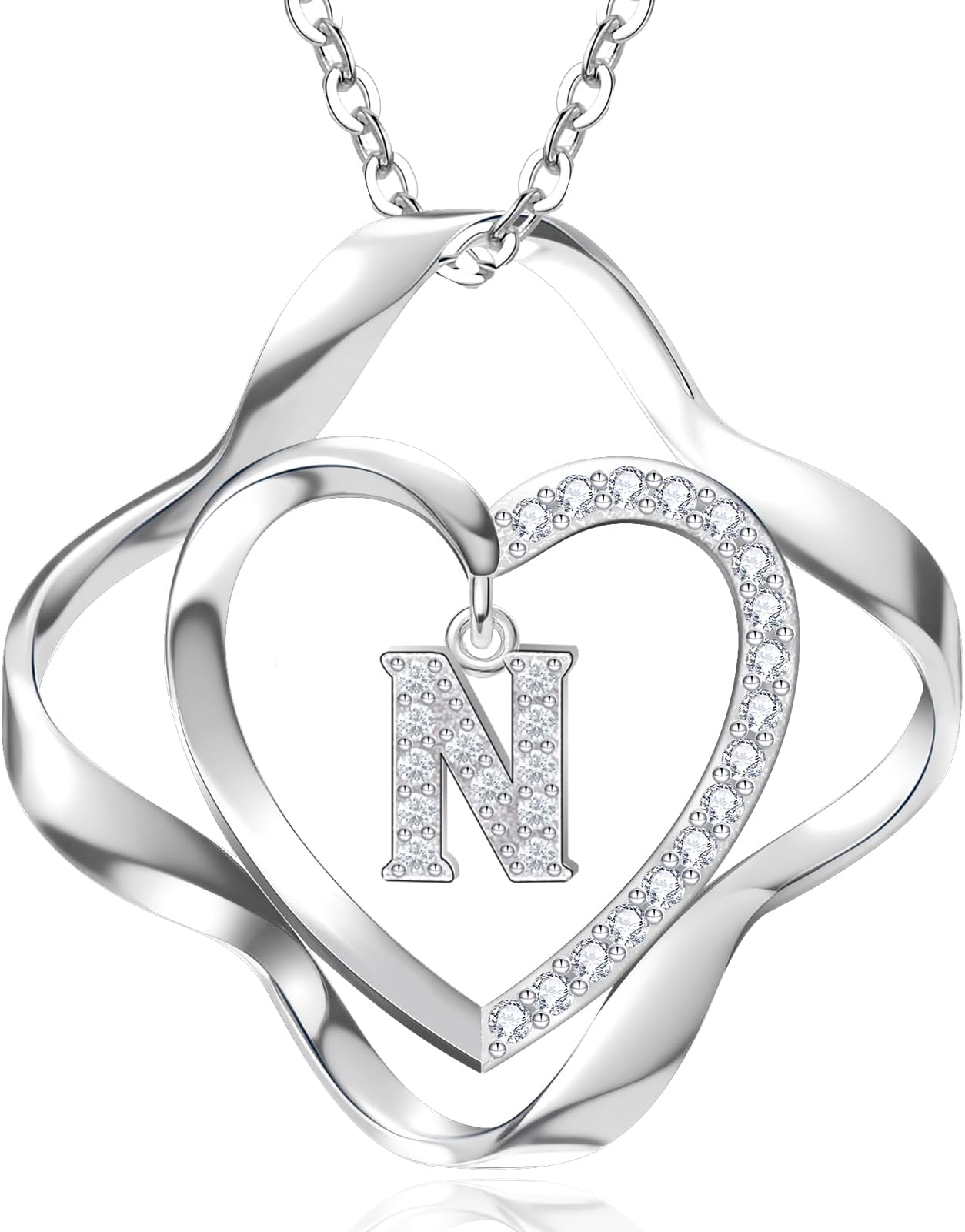 - Valentines Day Gifts for Her-Love Knot Initial Necklace,925 Sterling Silver Letter Pendant Necklaces,Personalized Alphabet Jewelry Christmas Birthday Gifts for Women Wife Mom Friend