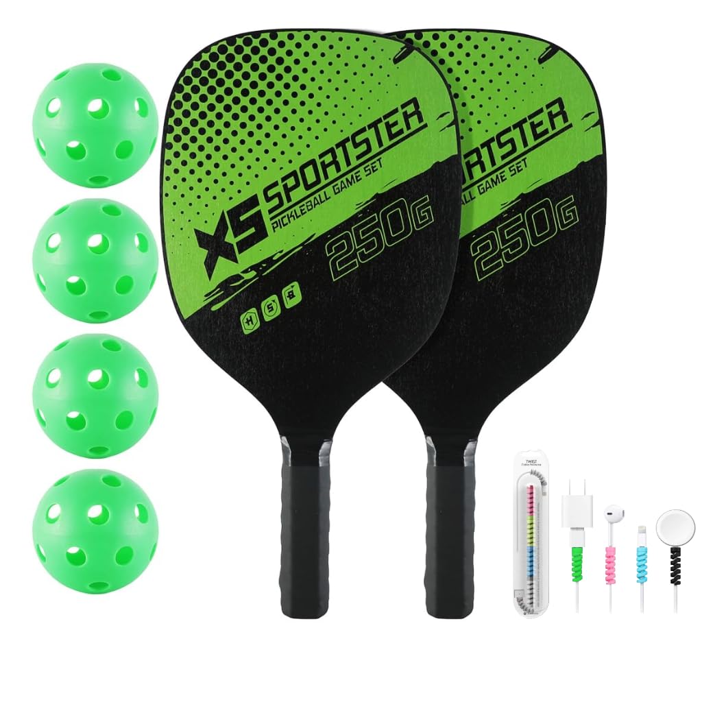 KRAFTLUX Pickleball Set, 2 Paddles, 4 Balls, 250g - Premium Pickleball Racket Set Paddles and Balls for Ultimate Game Play - Ideal for Hard Tennis and Paddle Racket Sports Lovers!