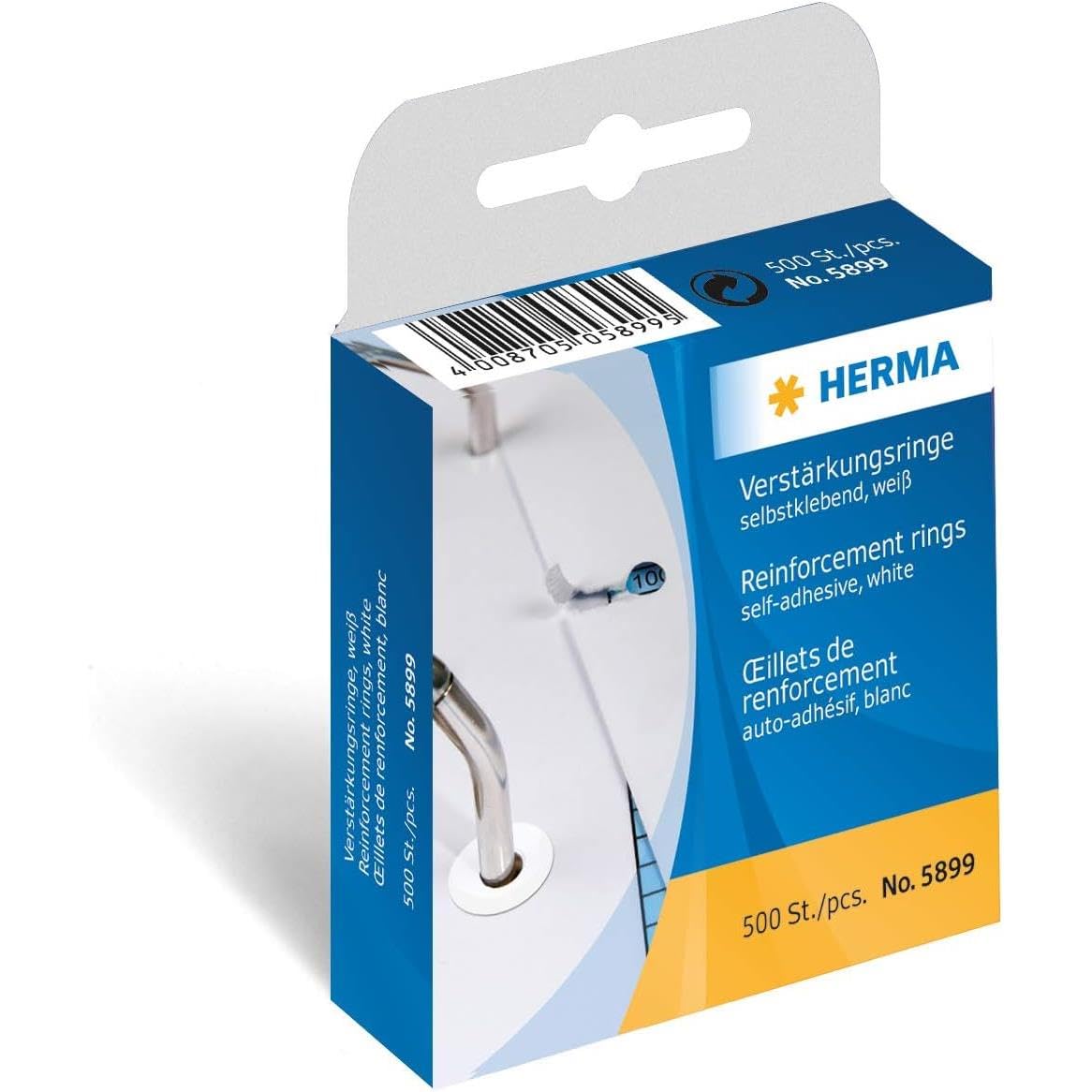 HERMA 5899 Verstärkungsringe selbstklebend auf Rolle Ø 12 mm wei