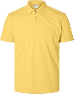 Herren Slhfave Zip Ss Polo Noos, Lemon Drop, L