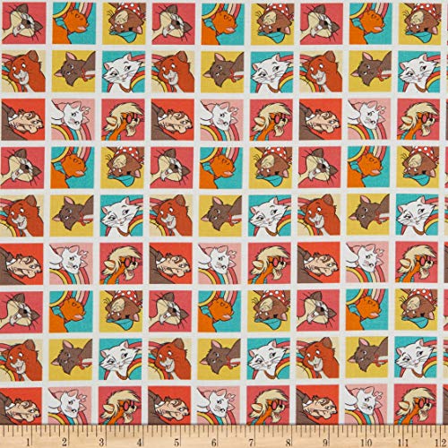 Disney Aristocats Cat Blocks Cotton Fabric by Eugene Textiles – Perfect for Quilting, Crafts, and Home Décor
