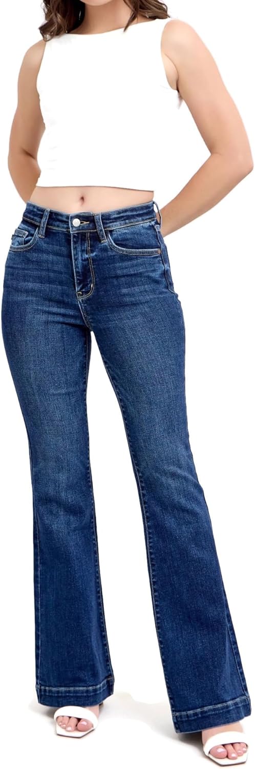 Judy Blue Women's High Waist Classic Trouser Flare Jeans