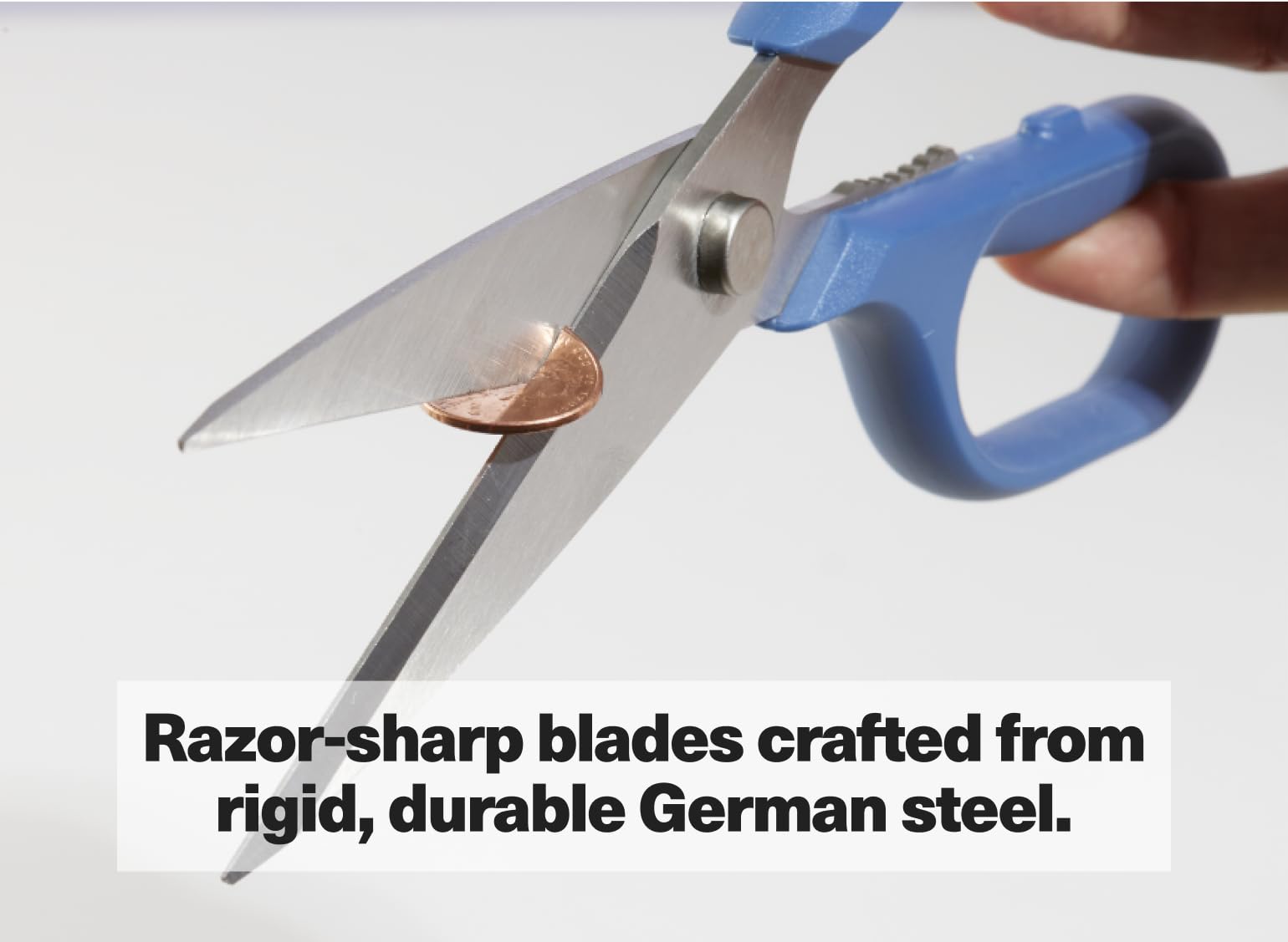 Misen Robuste Küchenschere, Edelstahl, vielseitige und leicht zu reinigende Schere für Fleisch, Kräuter und Gemüse, beidhändiger Komfortgriff, professionelle Qualität, Blau