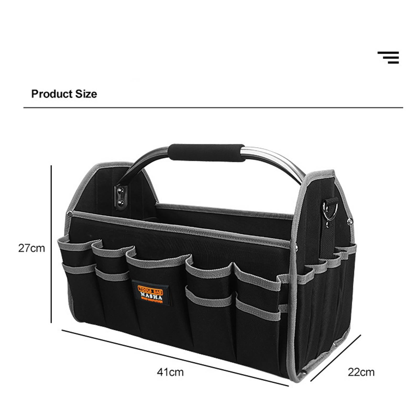 Robusto organizer per attrezzi da trasporto a mano resistente all'acqua, con tasche multiple e fondo rinforzato per meccanici e lavoratori tecnici, borsa multiuso impermeabile