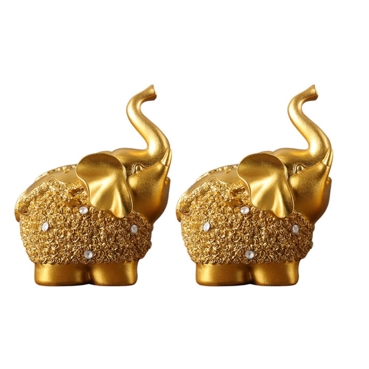 CLISPEED Ornamenti in Resina Elefante Oro 2 Pezzi Decorazione Casa Stabile e Lavorazione Fine per Arredamento Interno e Festa di Primavera