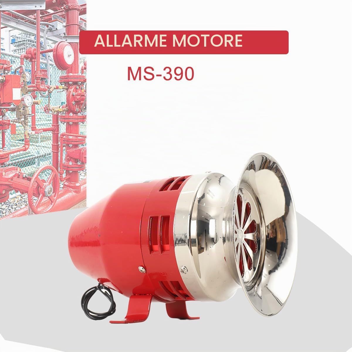 Industrielle Sirena di Allarme MS-390 - 120dB Motore Resistente in Acciaio 220V 100W ad Alta Decibel -30℃ Resistente al Freddo Suono Continuo (Rosso)