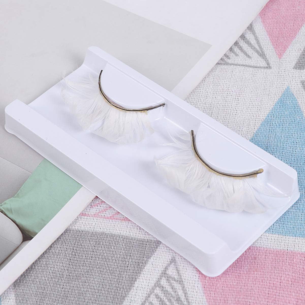 FRCOLOR 3 Pair Feather False Eyelashes White Halloween Carnival Costume Fake Eyelashes for Cosplay Party, 3 count (Pack of 1) - Image 5