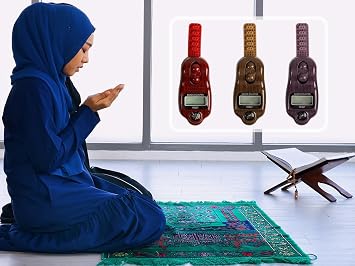 Anlising Digital Beads Counter, 3PCS Digital Tasbih Tally Counters, Digital-Counter with Compass, Resettable Finger Counter,Electronic Rotating Prayer Beads Counters,for Meditation,Muslim Prayer