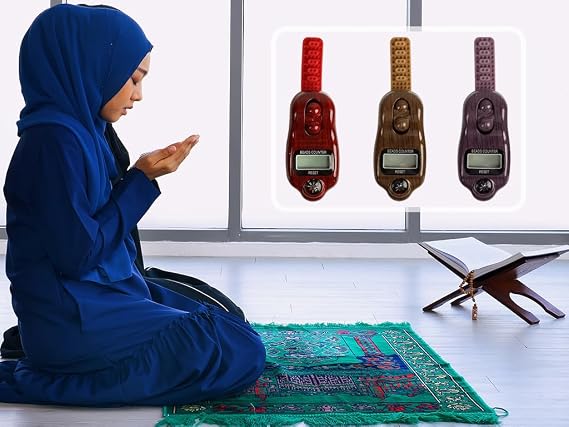 Anlising Digital Beads Counter, 3PCS Digital Tasbih Tally Counters, Digital-Counter with Compass, Resettable Finger Counter,Electronic Rotating Prayer Beads Counters,for Meditation,Muslim Prayer