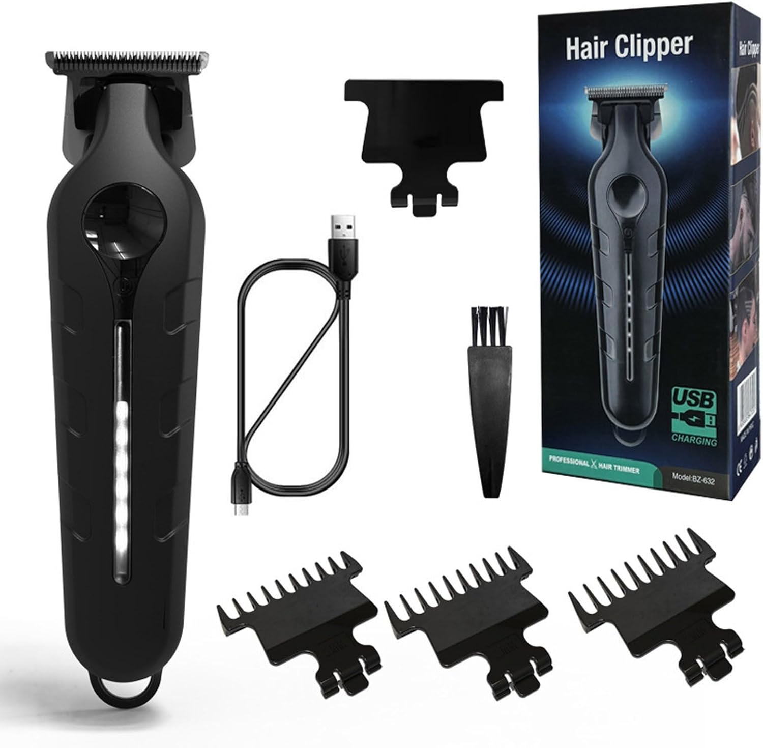 Blackout Trimmer Plus Zero Gap，Barbers Tonic Blackout Trimmer Zero Gap，3-in-1 Razor，Rechargeable Zero-Gapped Safety Razor Hair Clipper for Men，Create Sharp Lines with Ease (Black)