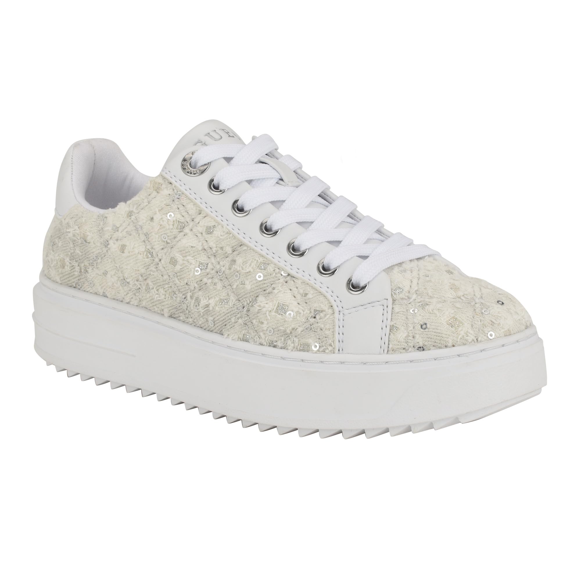 GUESS Women's Denesa Sneaker, Ivory/White 154, 8.5 UK