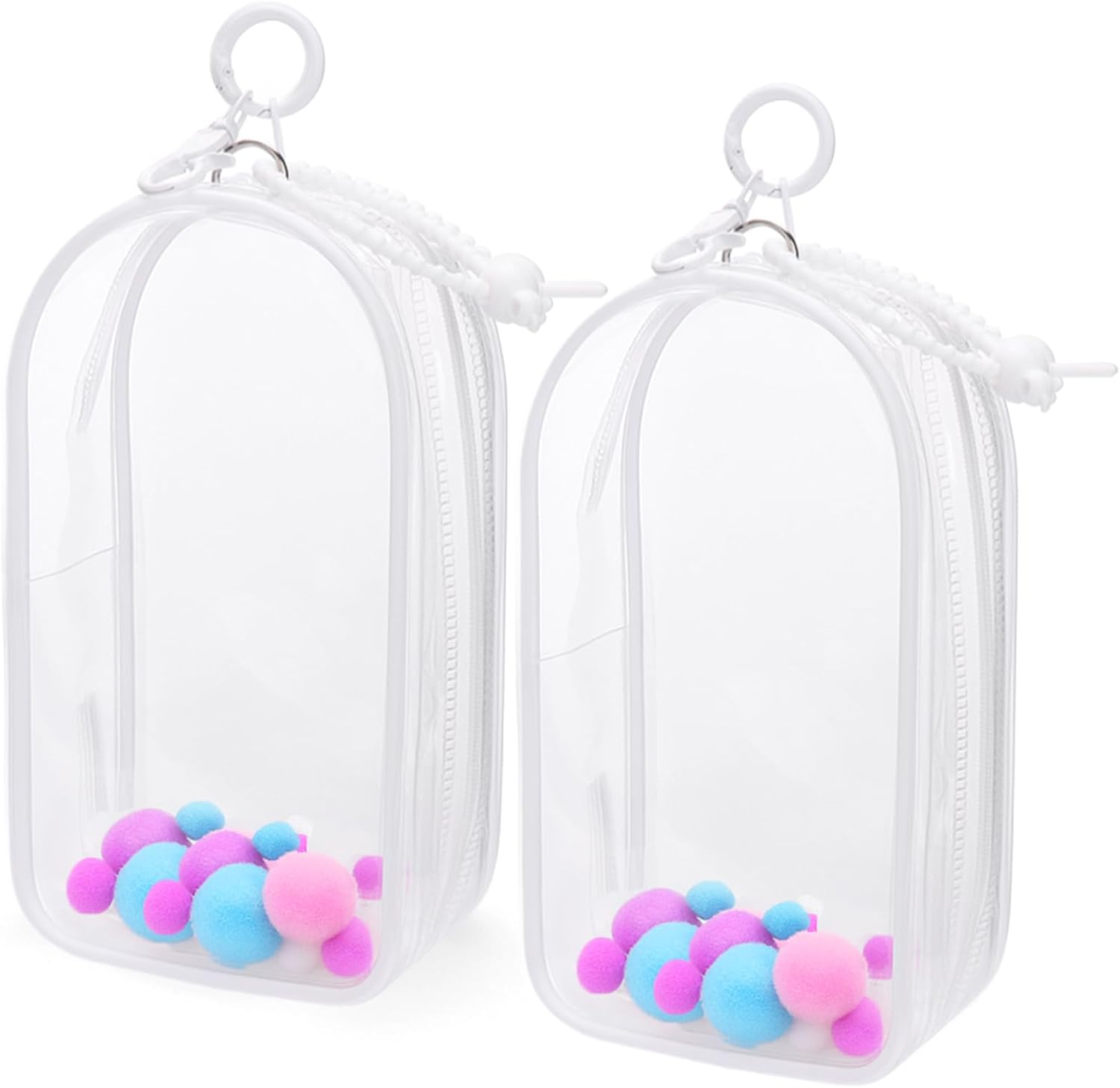 Mity rain 2PCS 7.5inch Clear Collectible Display Bag with Keychain – Transparent Storage & Carrying Case for Mini Figures, Models, Blind Box Items (Cabin)