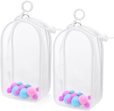 Mity rain 2PCS 7.5inch Clear Collectible Display Bag with Keychain Transparent Storage & Carrying Case for Mini Figures, Models, Blind Box Items Cabin