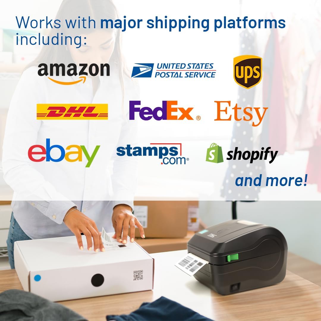 TSC DL241 Desktop Direct Thermal Label Printer, 4” Print Width, USB, Ethernet, Bluetooth, for Shipping Labels, Barcodes, Retail, Compatible with UPS, FedEx, USPS, Etsy, Amazon, Shopify, ShipStation