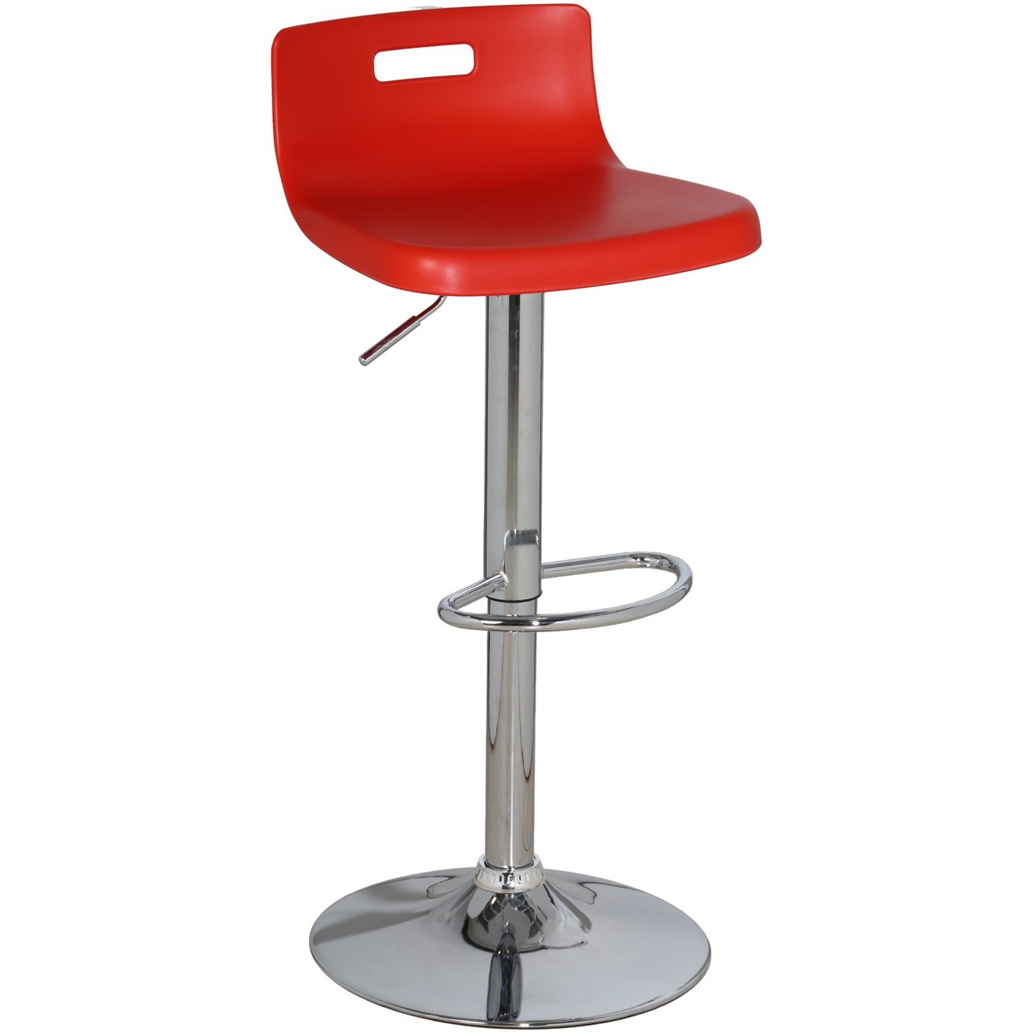 Donregaloweb Rojo Set 2 Taburetes De Acero Con Asiento De Polipiel Cromado Y