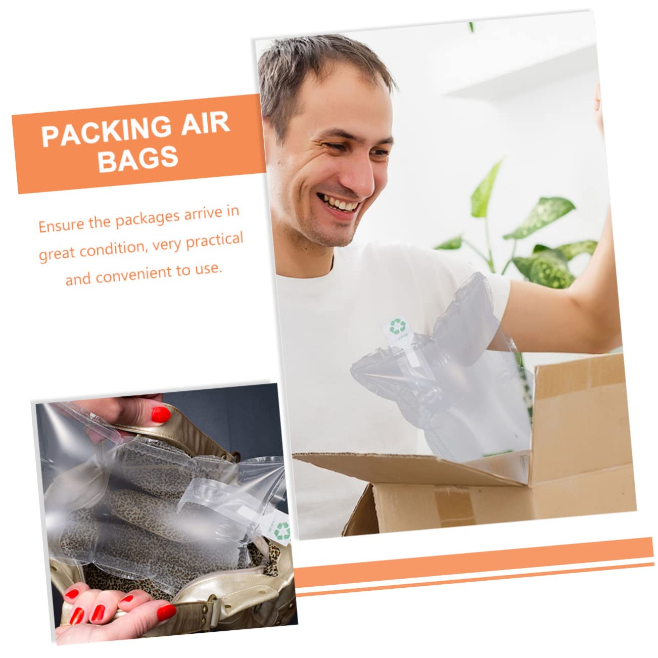 Housoutil Lot de 50 Coussins Gonflables en Pa et Pe, Pratiques Transport Voyage, Protection pour Emballage et Expédition