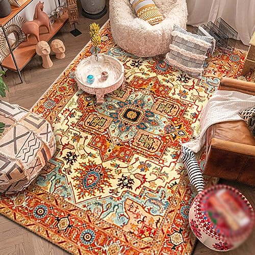 ペルシャ絨毯風 カーペット おしゃれ ペルシャ柄 花柄2 120*180cm 洗える ラグ 北欧風 花柄 ペルシャ アンティーク調 レトロ柄 ブルー レッド 2畳 3畳 マット ラグ クラシック デスクカーペット デスク下ラグ 滑り止め付き 軽量 オールシ