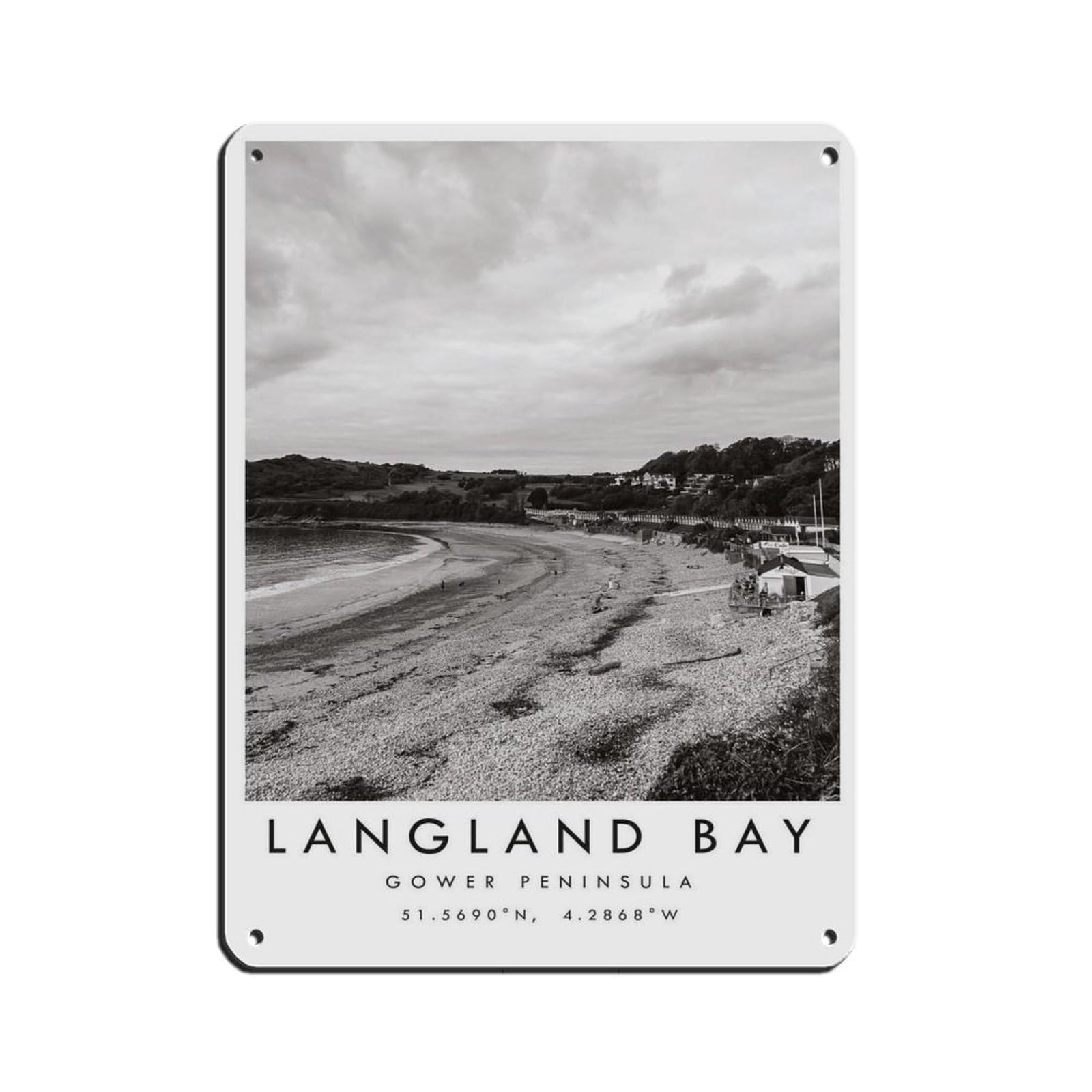 Langland Bay Gower Travel,Gower Peninsula (3) Retro Poster Metal Tin Sign Chic Art Retro Iron Painting Bar People Cave Cafe Family Garage Poster Wall Decoration 12x16inch(30x40cm)